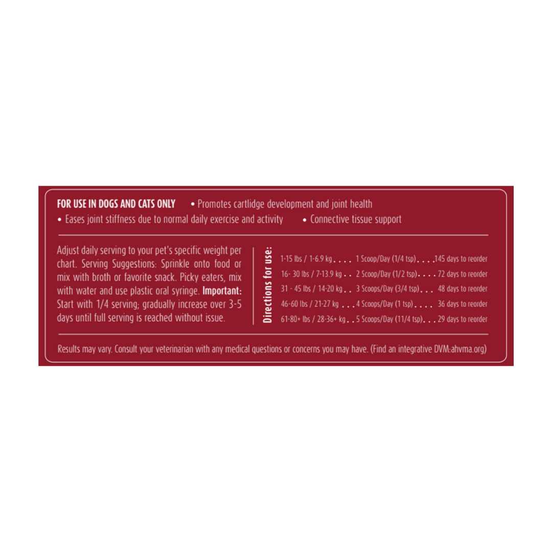 Red label with text for use in dogs and cats on a white background