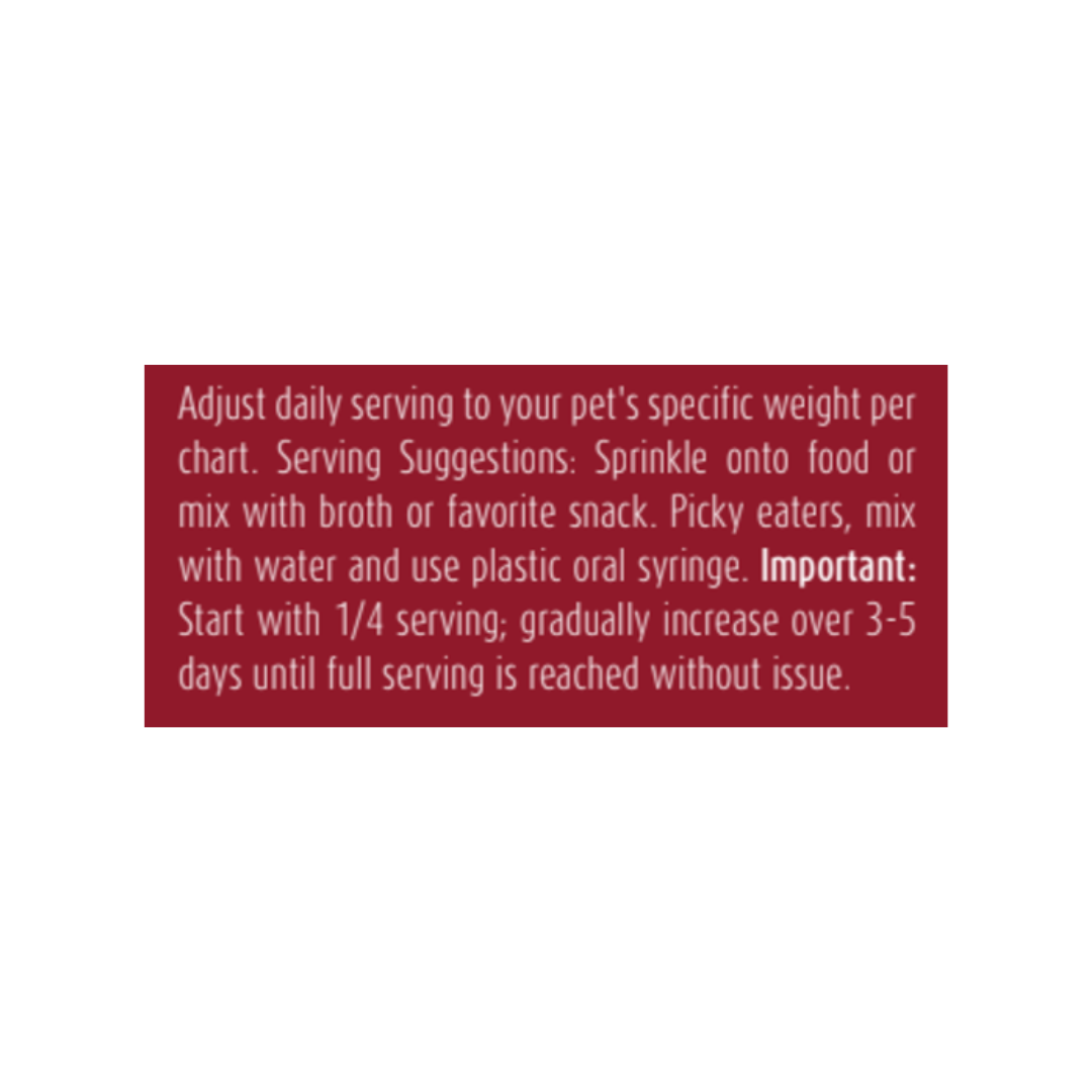 Red label with text on a white background