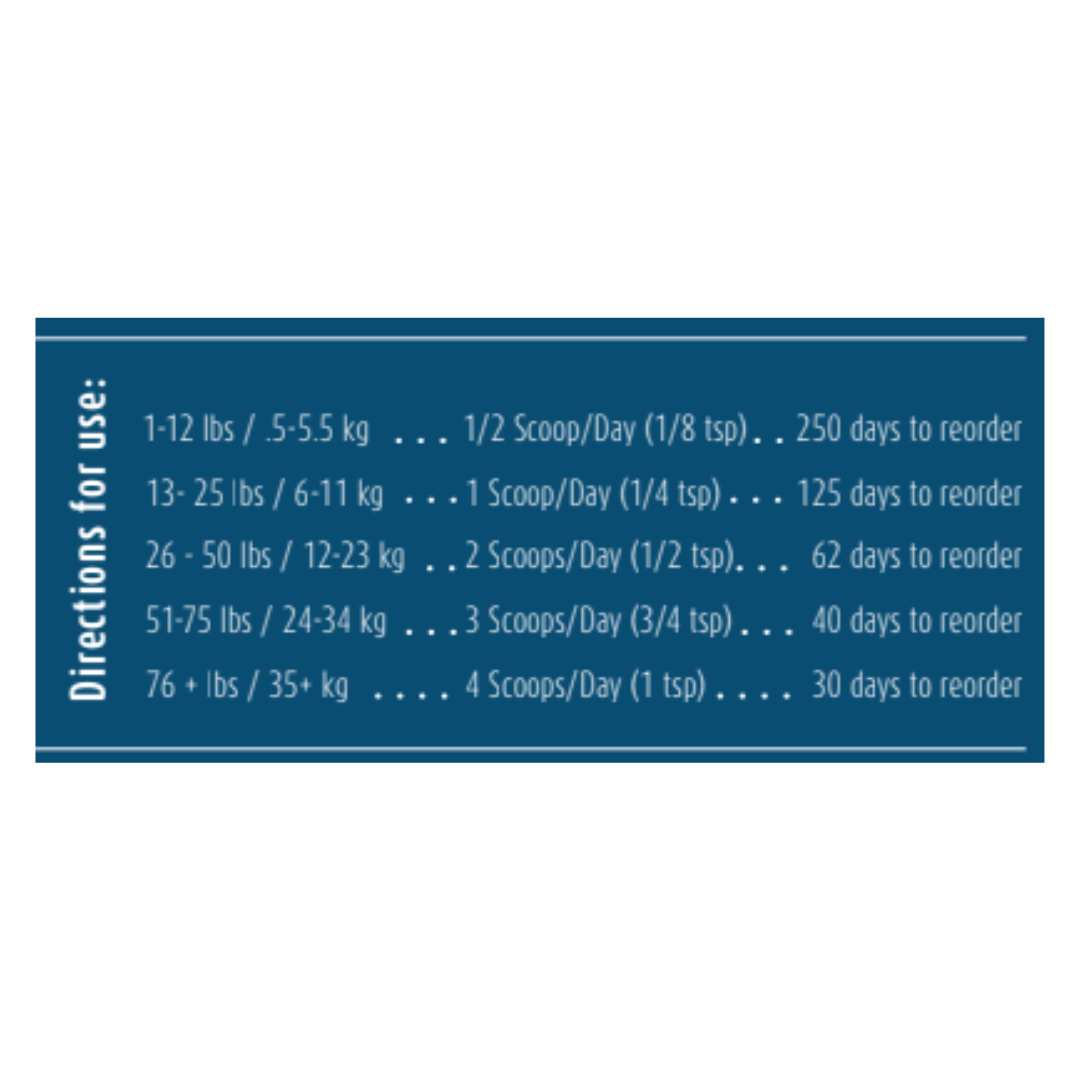 Blue label with directions for use on a white background