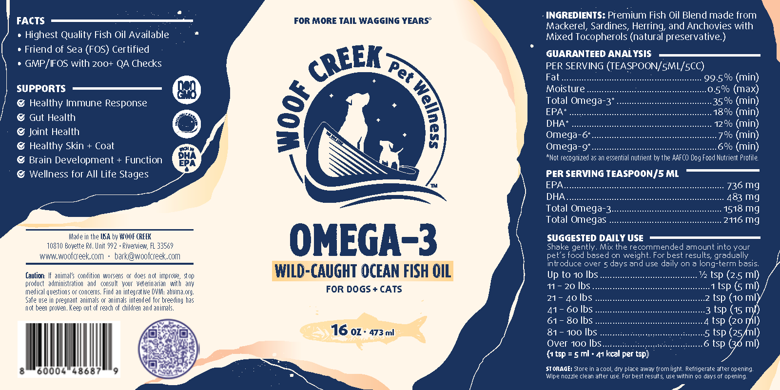 Omega-3 Ocean Fish Oil for Dogs + Cats