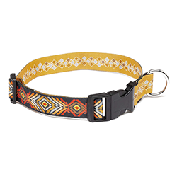 Dog collar with a colorful pattern on a white background