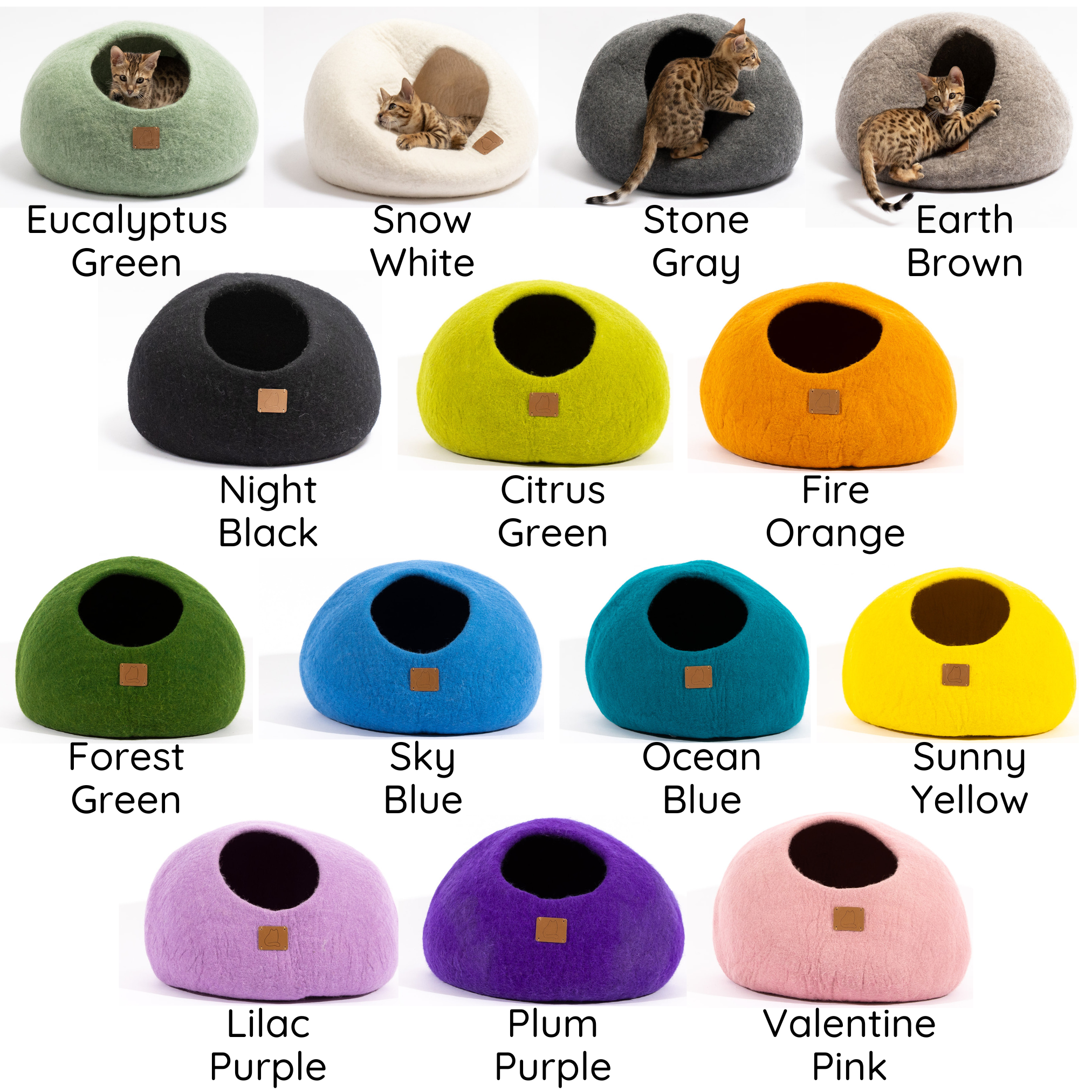 Round Style Cat Cave with Organic Wool