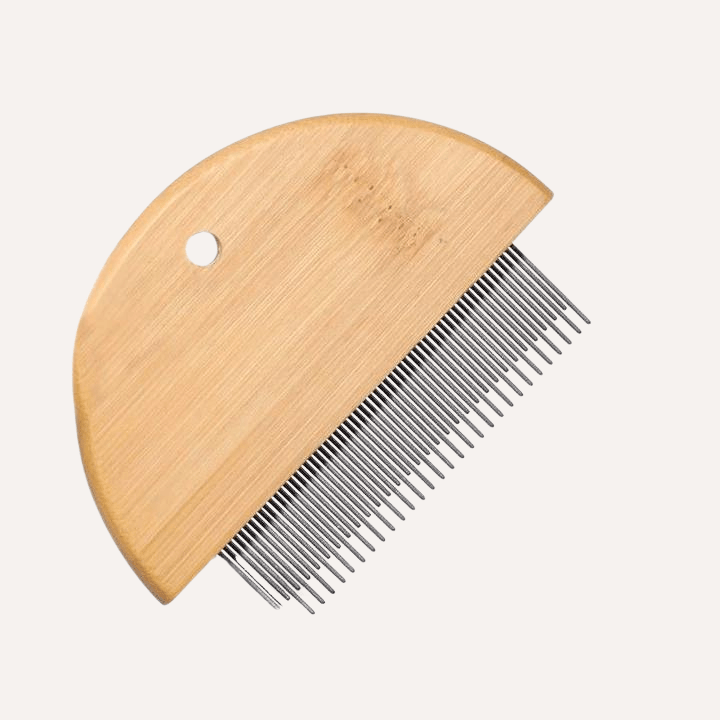 Bamboo Dog Grooming Comb & Flea Comb | Gentle Rotating Pin Comb