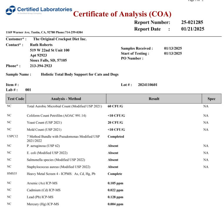 Holistic Homemade Dog and Cat Food Supplement + Multivitamin