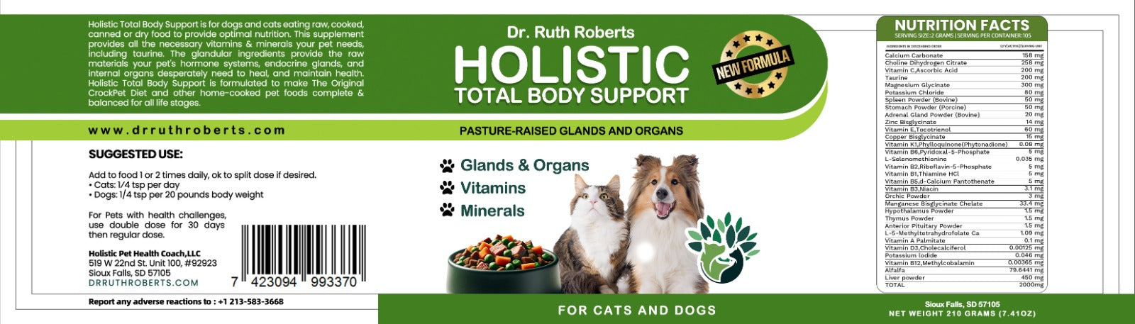 Holistic Homemade Dog and Cat Food Supplement + Multivitamin