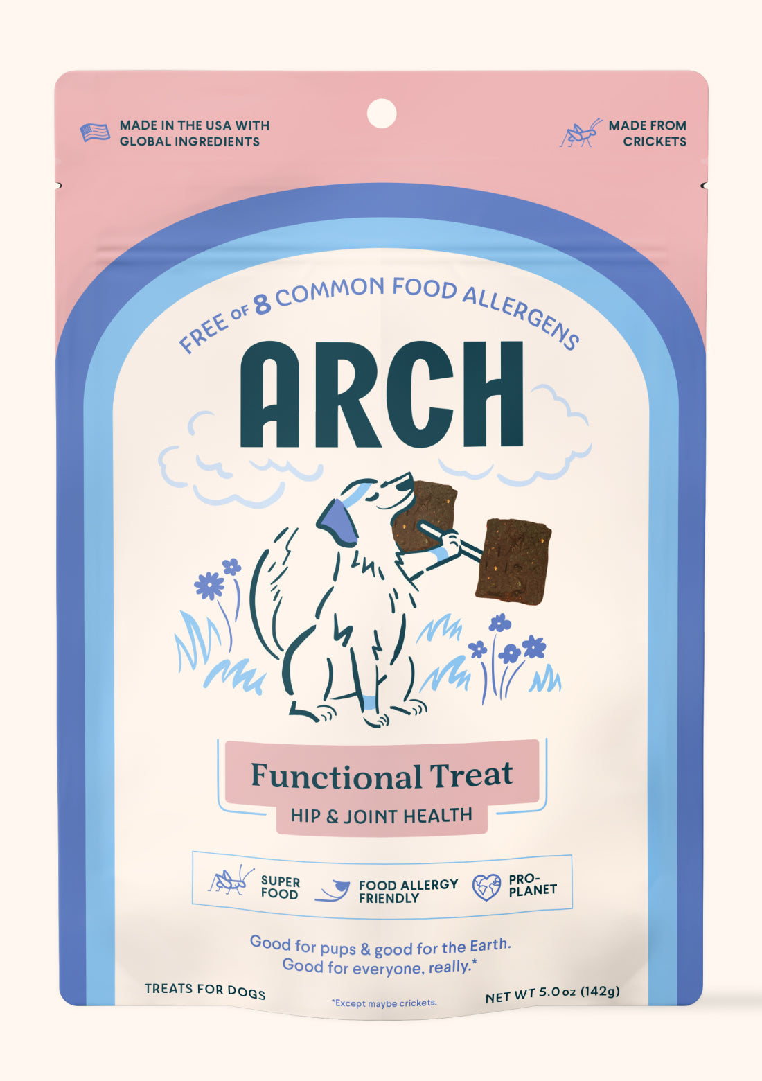 Arch Pet Food hip and joint treats for dogs in a standup pouch