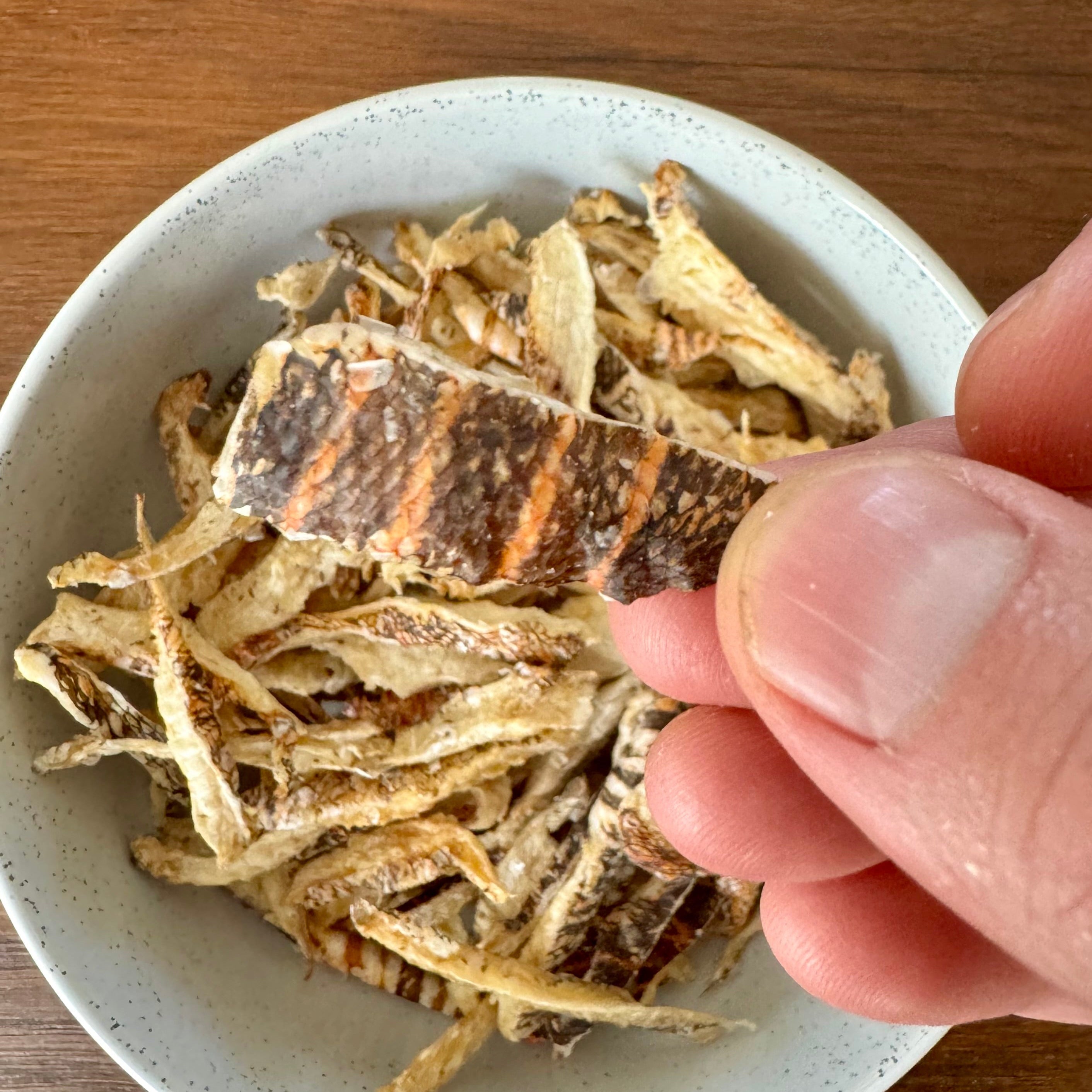 Close up lion fish dried strips.