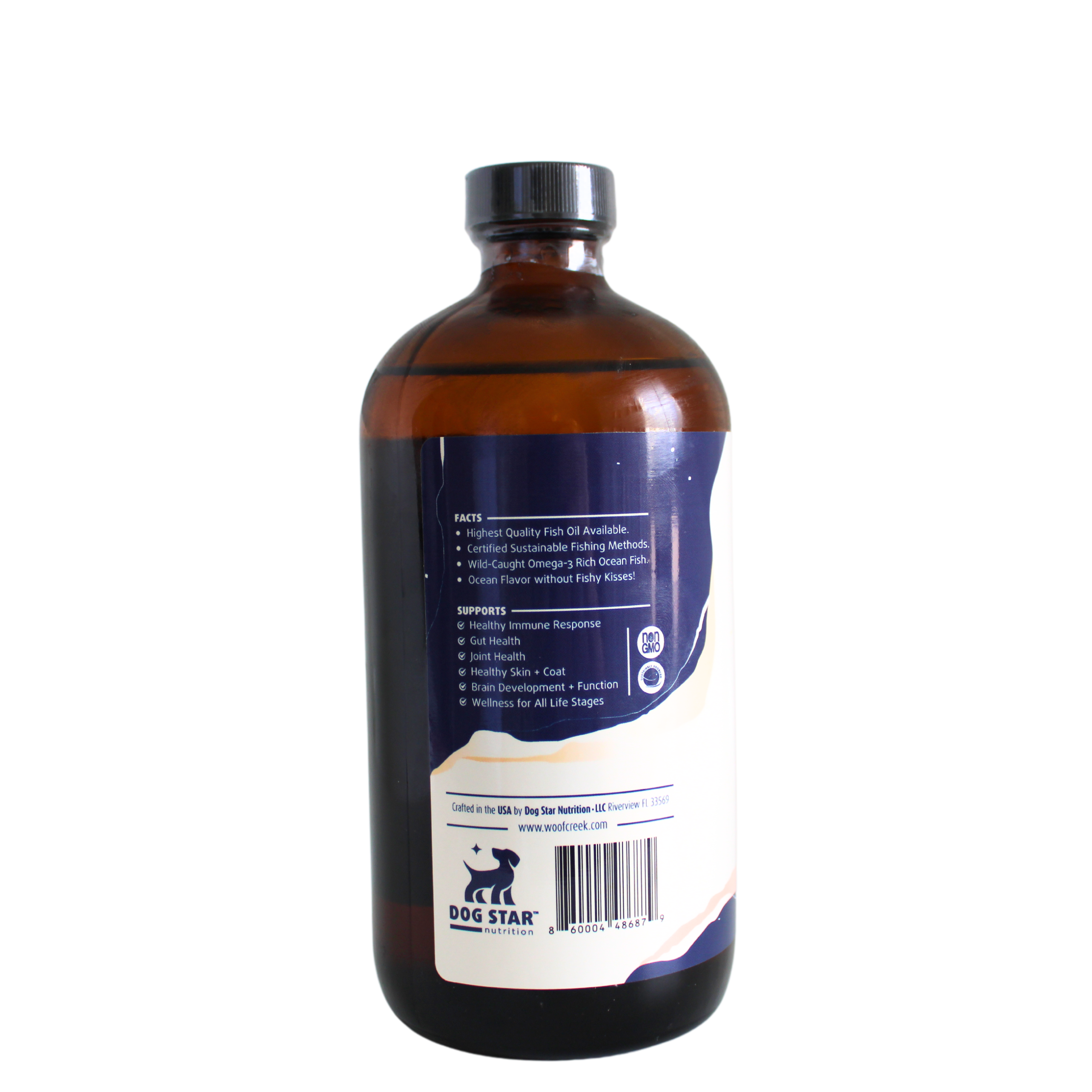 Bottle with a label on a white background