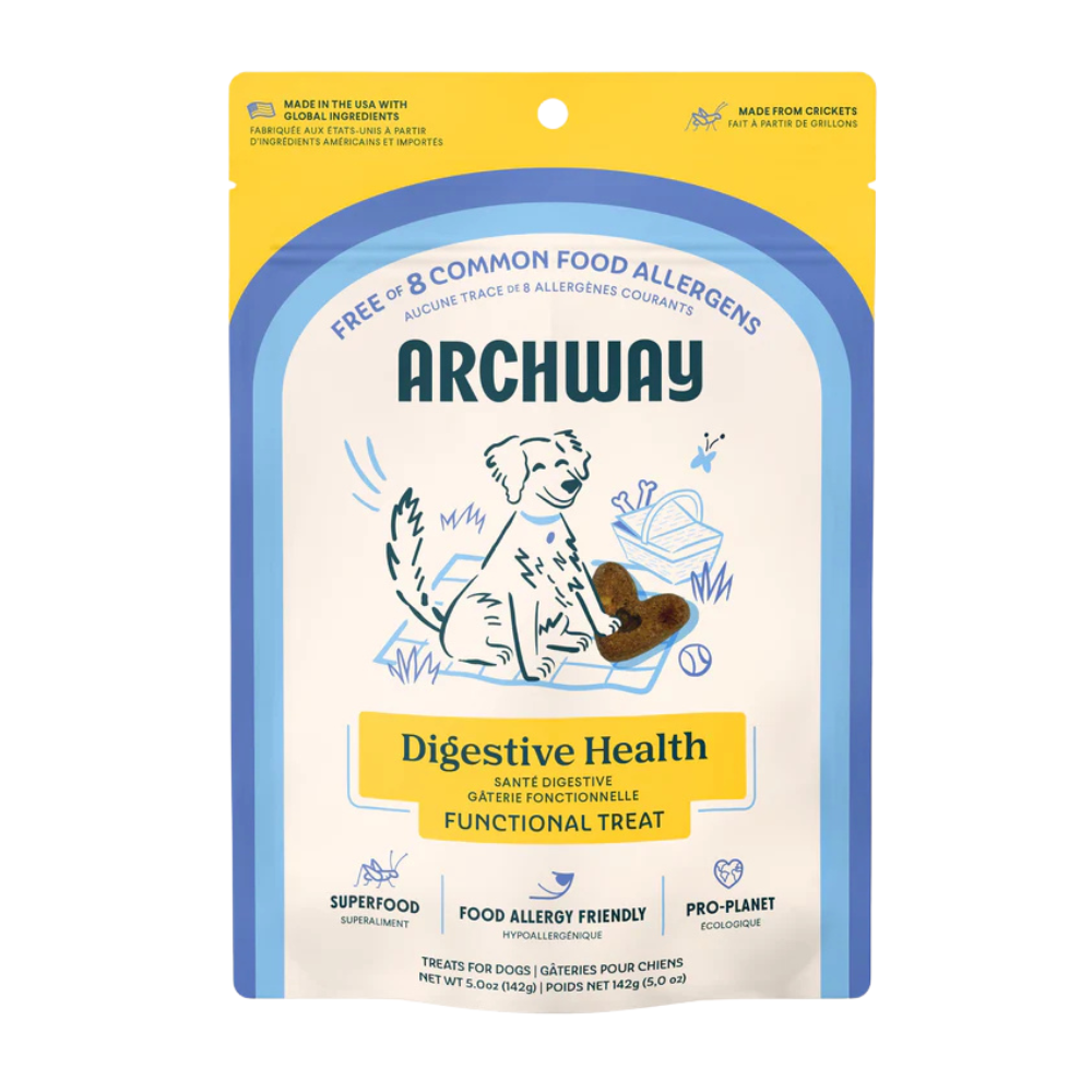 Archway digestive health functional treat packaging for dogs on a white background