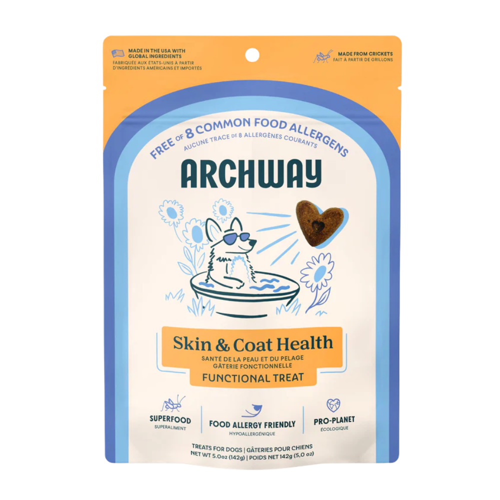 Archway Skin & Coat Health functional treat packaging for dogs on a white background