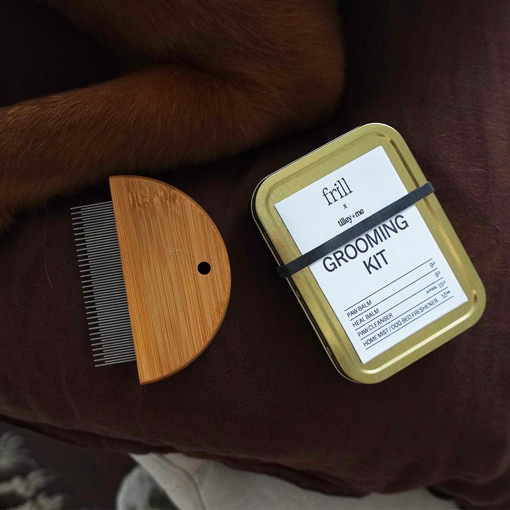 Bamboo Dog Grooming Comb & Flea Comb | Gentle Rotating Pin Comb