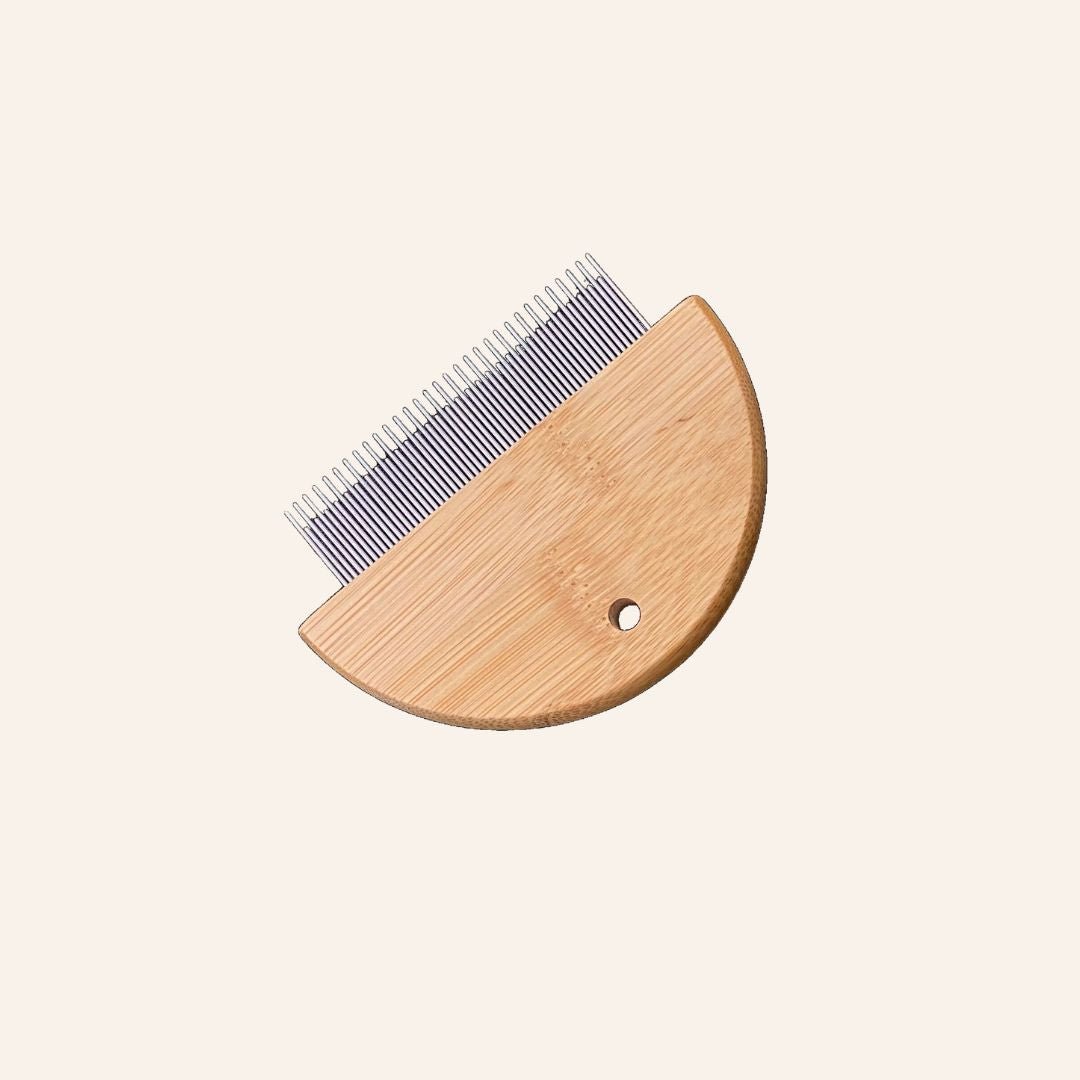 Bamboo Dog Grooming Comb & Flea Comb | Gentle Rotating Pin Comb
