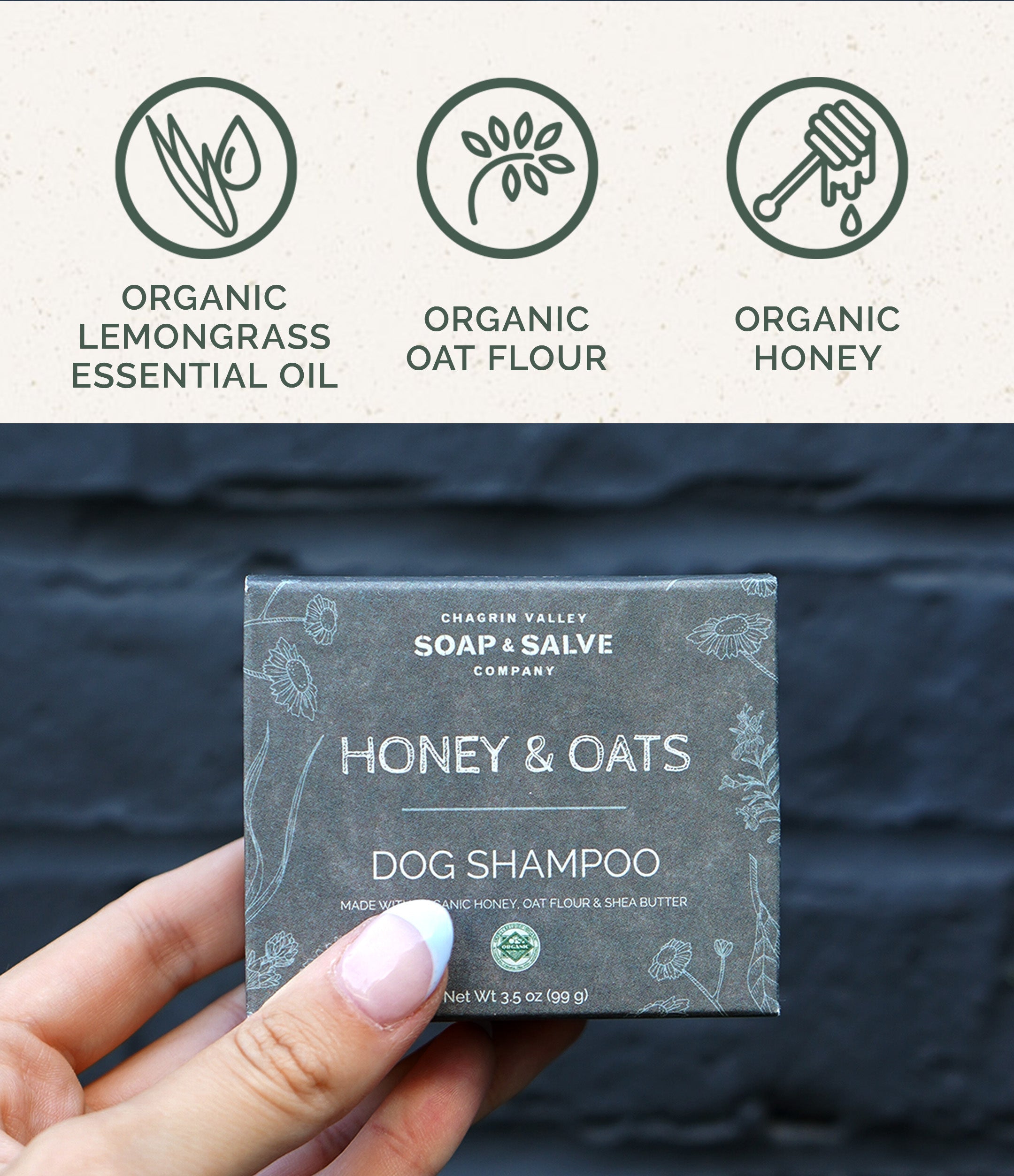 Organic Dog Shampoo Bar - Honey & Oats