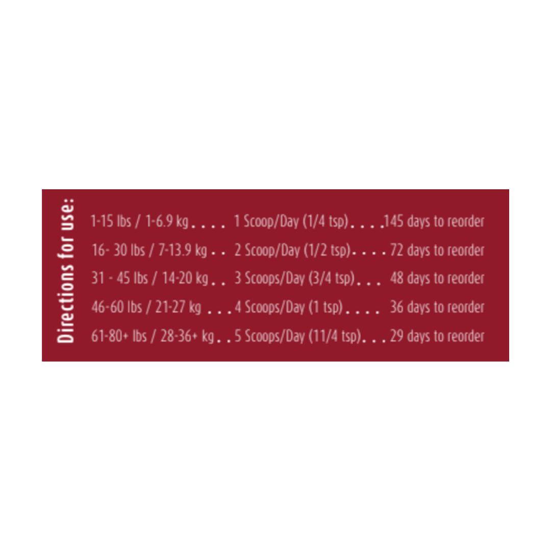 Red label with white text on a white background