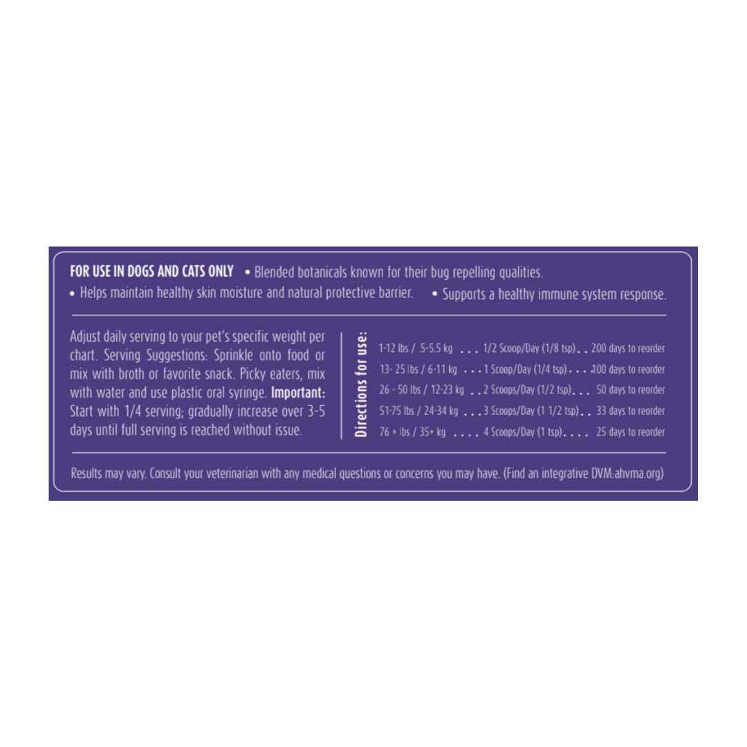 Purple label with text for use in dogs and cats on a white background