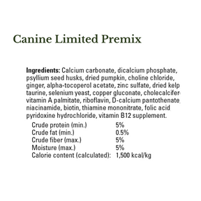 Canine Limited Premix ingredients