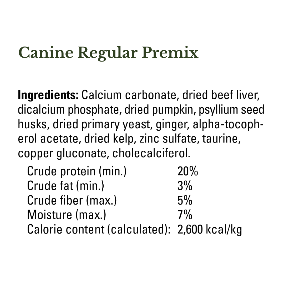 Canine Regular Premix ingredients