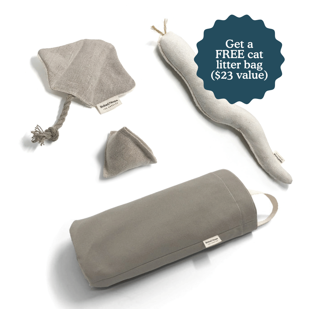 Crinkly Cat Toy Bundle in Natural Cotton and Hemp with Organic Catnip (+ Free Cat Litter Bag)