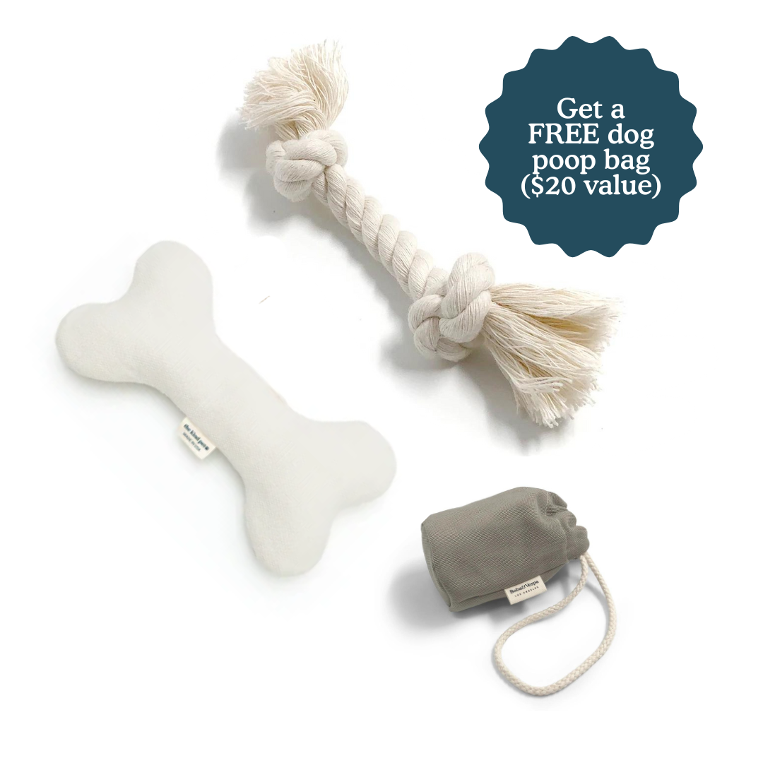 Natural Dog Toy Bundle in Cotton and Hemp (+ Free Poop Bag)