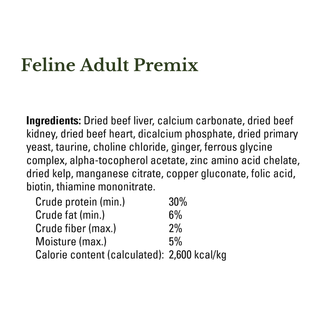 feline adult premix ingredients