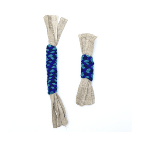 Hemp Ribbon and Wool Dog Pull Toy, Blue & Turquoise product image