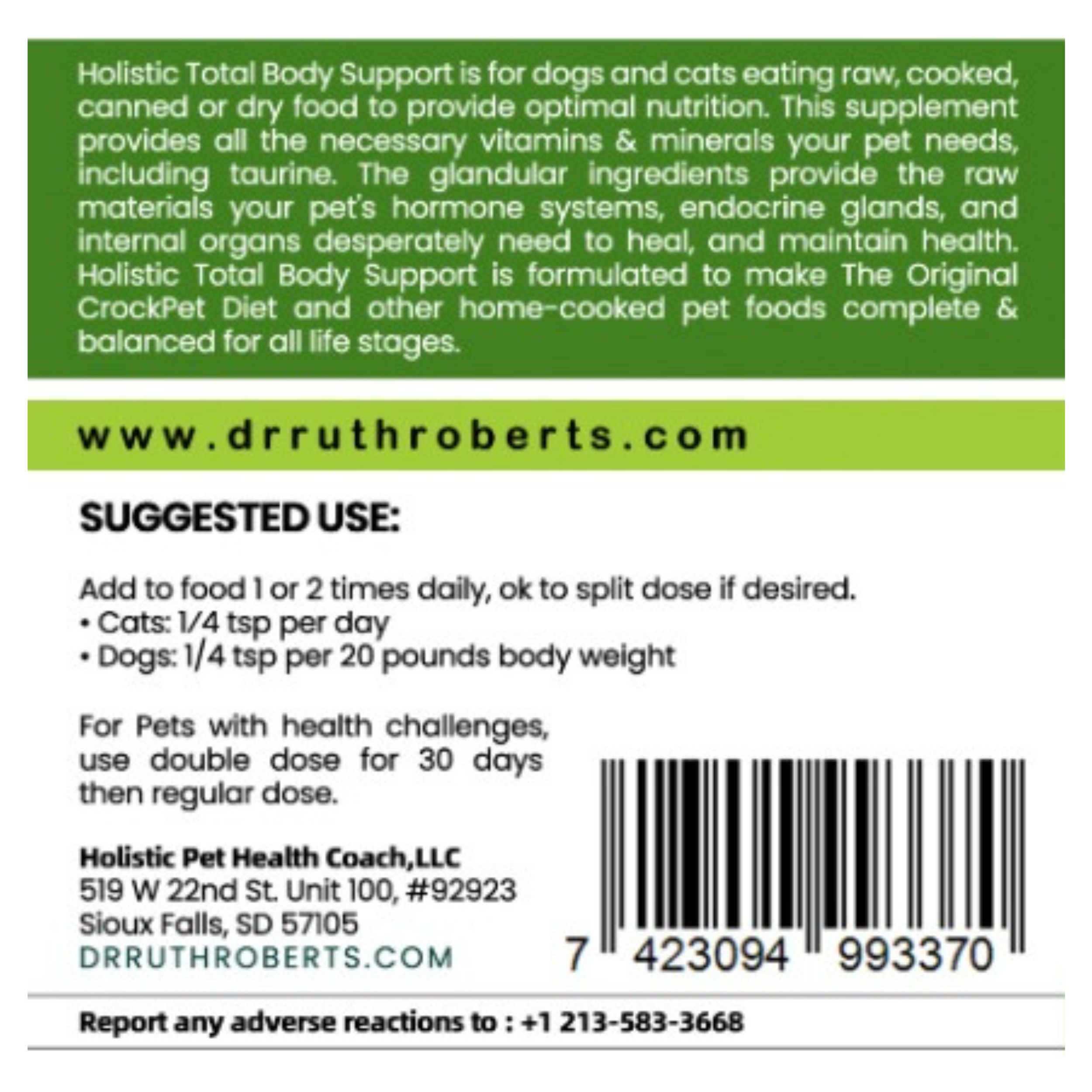 Holistic Homemade Dog and Cat Food Supplement + Multivitamin