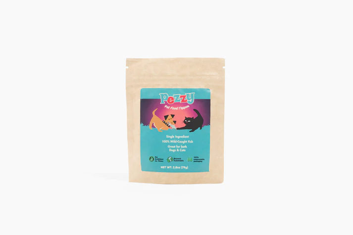 Package of single ingredient food topper with Pezzy Pets branding on a white background