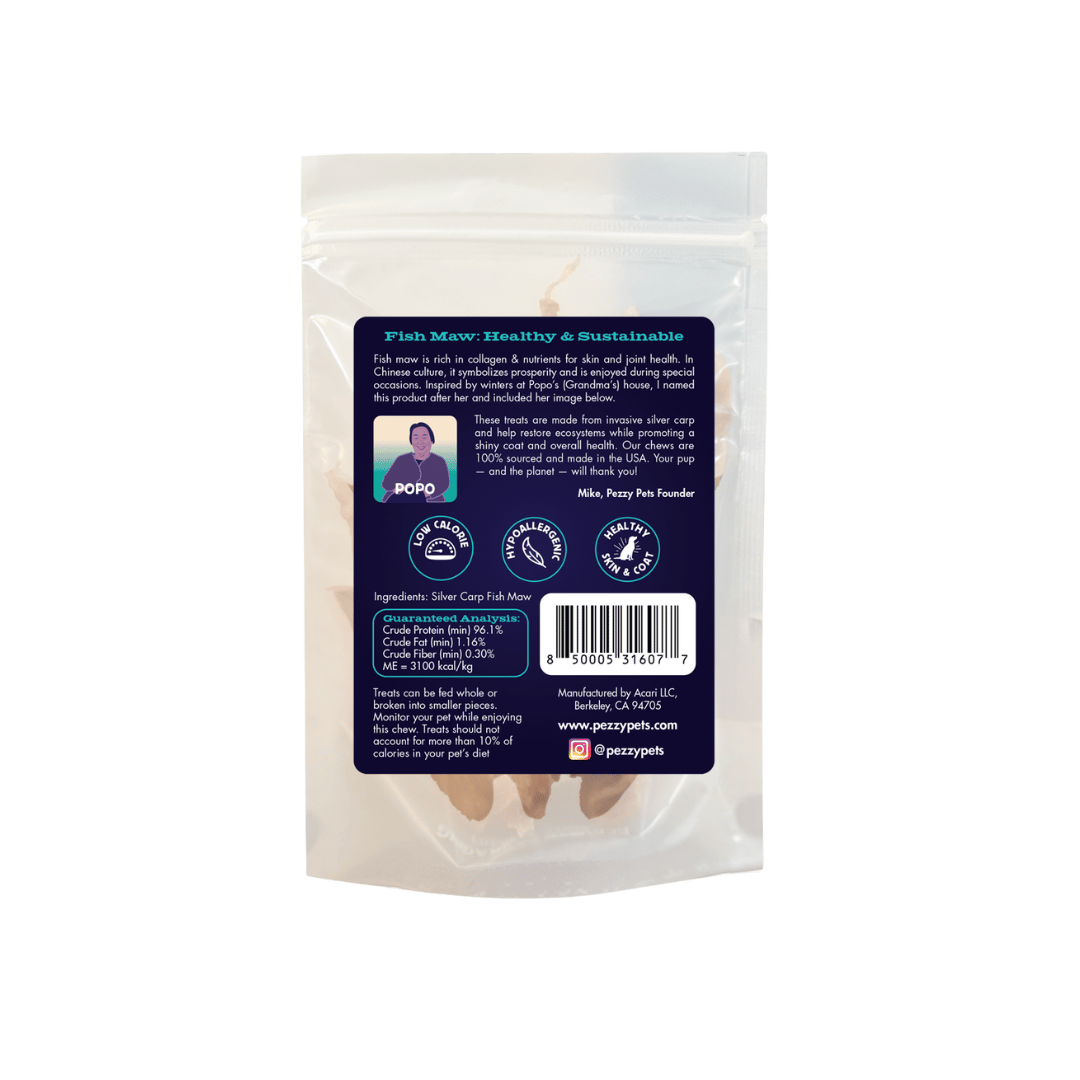 Silver Carp Maw Dog Chews - Single Ingredient