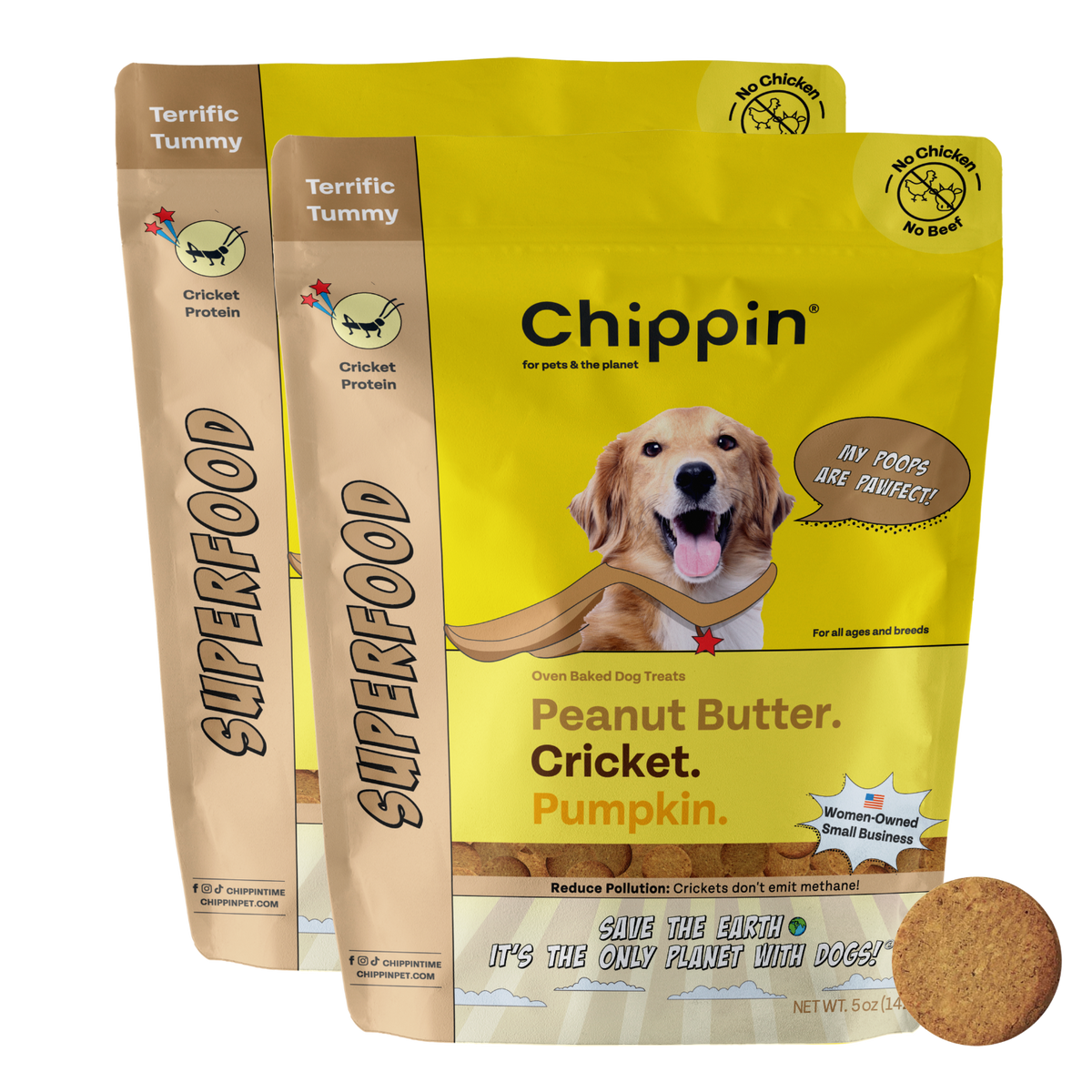 two packs of chiping superfood treats.