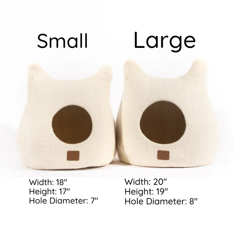 Organic Felt Wool Cat Cave with Cat Ears