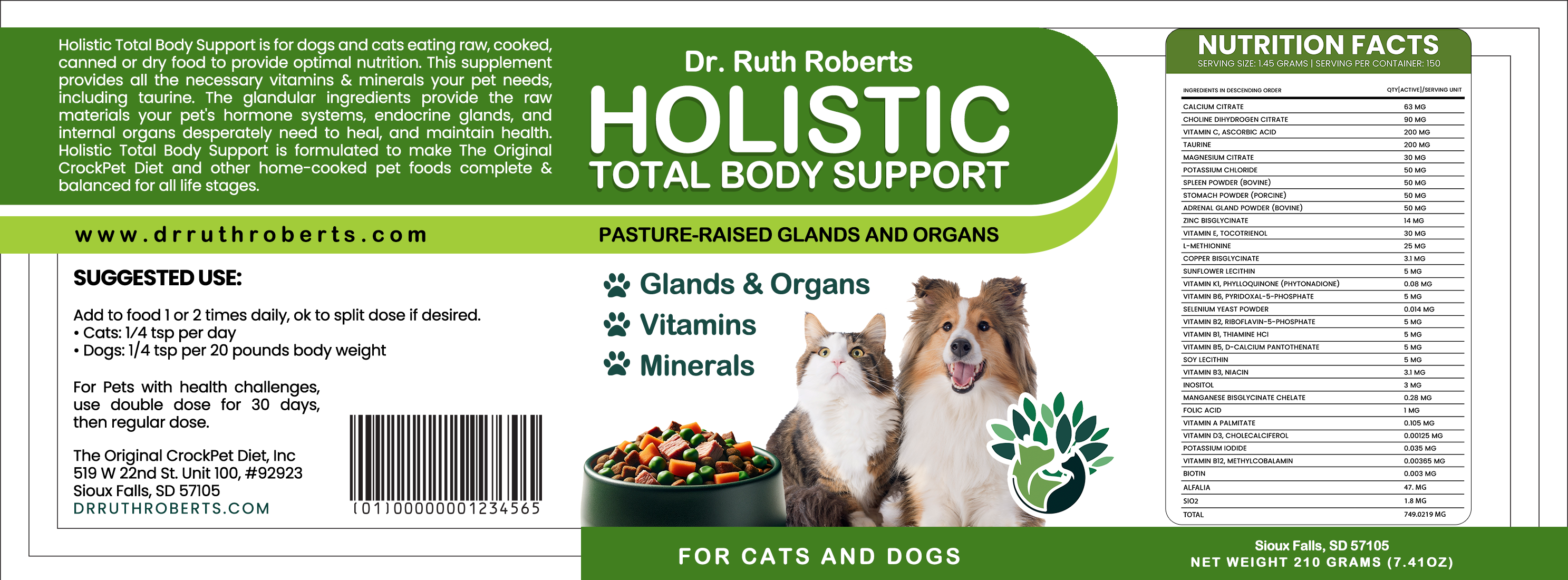 Holistic Homemade Dog and Cat Food Supplement + Multivitamin